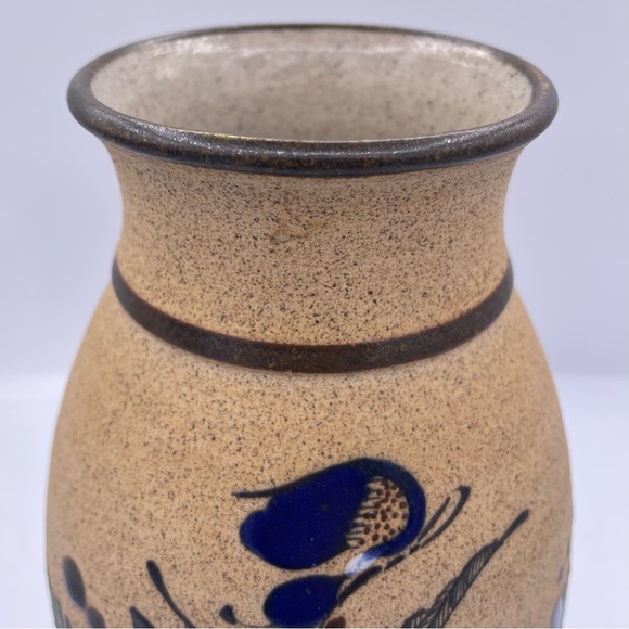 Mexican folk art tonala pottery vase, signed hand painted sandstone - Picture 11 of 13